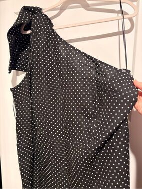 kate spade Women’s Plus Size 24 Black with White Polka Dot One-Shoulder Jumpsuit
